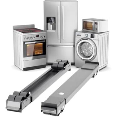 Imagem de Kit 2 Suporte com Rodinhas Ajustável para Geladeira Fogão, Freezer Máquina de Lavar e Móveis - Reforçado Suporta até 180Kg