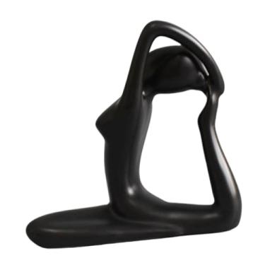 Imagem de predolo Estátua de de ioga, ornamento, decoração de mesa estética moderna, pose de ioga única, figura de estátua de arte para estante, armários de, Style D