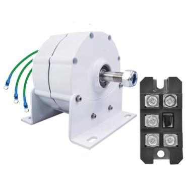 Imagem de HENGJINGTR Alternadores trifásicos CA de 12000 W DIY sem engrenagens, kit gerador de turbina eólica portátil de 12 V, 24 V e 48 V para turbina eólica (com base),220V