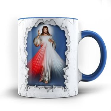 Imagem de Caneca xicara porcelana Jesus Misericordioso 25 (Preta)
