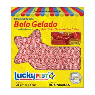 Imagem de 200 Uni Embalagem Para Bolo Gelado Trufas Pão de Mel Cones LuckyFest (Pink) (Renda Vermelha)