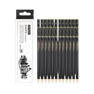 Imagem de Conjunto De 12 Lápis De Desenho Profissional 4H a 14B Materiais De Art