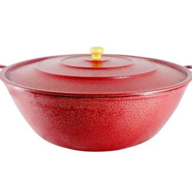 Imagem de Tacho Restaurante Alça de Alumínio Craqueado Vermelho 60cm - DIVIFORTE
