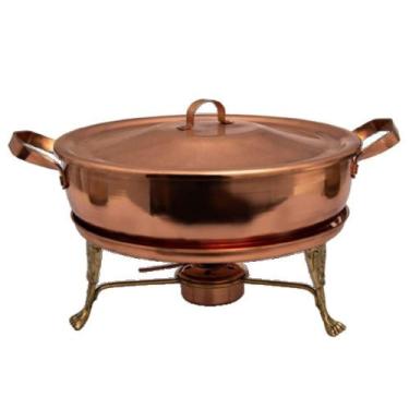 Imagem de Rechaud Fogareiro Redondo E Panela Em Cobre Fogo Direto 6L - METAL ART