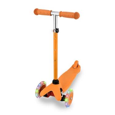 Imagem de Patinete Laranja c Rodas de LED Infantil Altura Ajustável 3 Rodas