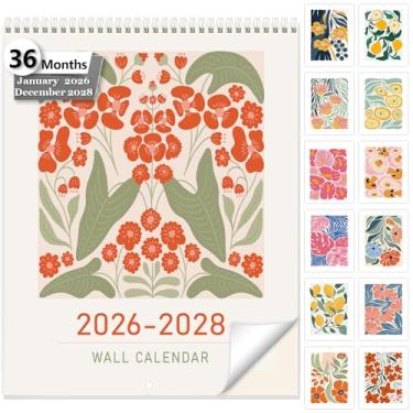 Imagem de Guasslee Calendário de parede 2026-2028, calendário vertical de parede 2026, calendário estético de 36 meses, de janeiro de 2026 a dezembro de 2028, 71 x 28 cm, planejador mensal de parede com papel