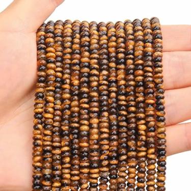 Imagem de BONNY BOXX 1 fio (150 peças) natural 2 * contas de Rondelle de olho de tigre clássicas de 4 mm, contas de pedra de disco de ábaco natural, pedra preciosa espaçadora solta para pulseira DIY, colar