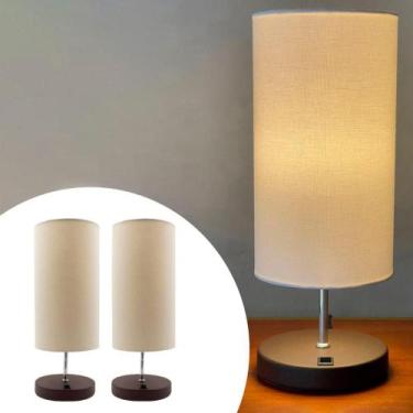 Imagem de Kit 2 Abajur De Mesa Clássico Redondo Com Interruptor Com Cúpula Para 