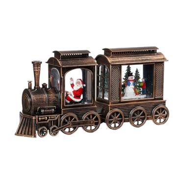 Imagem de XLWLLNJ Globo de neve de Natal com luz, caixa de música de Natal com som, estátua, boneco de neve, presente em forma de para mesa, ação de Graças festiva, Marrom