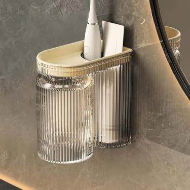 Imagem de Cffuvros Porta da Escova de Dentes, Parede de Escova de Dentes Montada para Banheiro, Sem Necessidade de Perfurar Orifícios, Design Anti -Deslizamento, Estável e Firme (Bege)