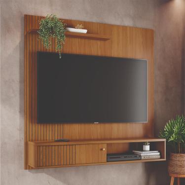 Imagem de Painel Suspenso para TV Madetec Aurora 160cm Ripado Porta Deslizante 