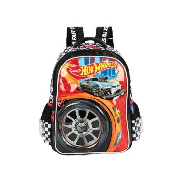 Imagem de Mochila Escolar De Costas Hotwheels Inf - Preto