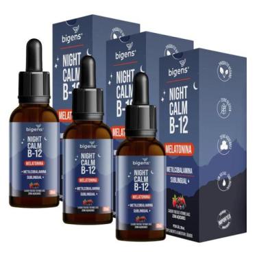 Imagem de 3x Melatonina Night Calm B12 Bigens Frutas Vermelhas 30ml, Frutas Verm