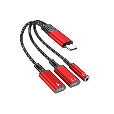 Imagem de Adaptador USB-C para fone de ouvido e carregador de 3,5 mm, carregador divisor auxiliar tipo C duplo 3 em 1, cabo dongle compatível com iPhone 15/16 Pro/Max/Plus, iPad, Samsung Galaxy S22/S23/S24