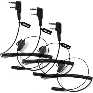 Imagem de HYS Cabo Adaptador De 2 Pinos Para Plugue Fêmea 3,5 Mm Com Ptt E Microfone Walkie Talkie Kenwood Baofeng Uv-5R - Conecta Fone Ouvido Entrada Somente Escuta Rádio Amador/Amador Portátil Bidirecional