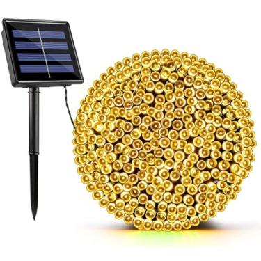 Imagem de Decorações natalinas para casa Luzes decorativas com energia solar de 22 metros e 200 lâmpadas Três opções de cores de luz disponíveis (Cores quentes)