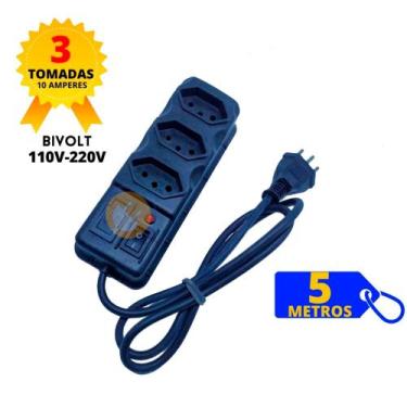 Imagem de Filtro de Linha Régua 3, 4, 5 e 6 Tomadas Cabo PP 3 Metros e 5 Metros 