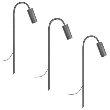 Imagem de Kit 3 Luminárias Balizador Chão Jardim Piso Curvo Preto 50Cm