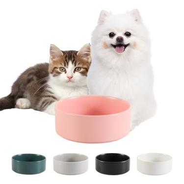 Imagem de Tigela de cerâmica para comida e água - Tigela para alimentação de animais de estimação para cães e gatos pequenos - Prato de alimentação de cerâmica pesada com base antiderrapante - Segura para
