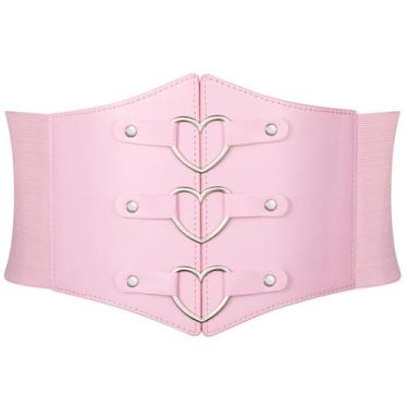 Imagem de Cinto de espartilho JKEEMI Wide Elastic Heart-Ring Cinto rosa
