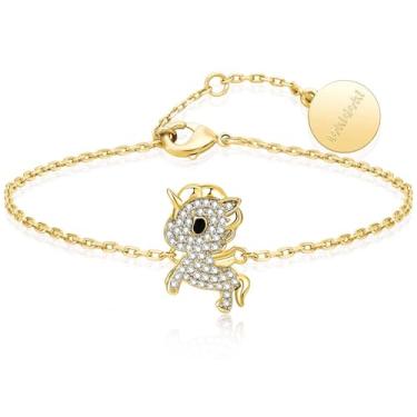 Imagem de Tokidoki Unicorno banhado a ouro 14K colar pulseira brinco joia oficial licenciada acessório moderno zircônia cúbica colar pulseira brinco presente para mulheres, normal, Zircônia cúbica, Zircônia