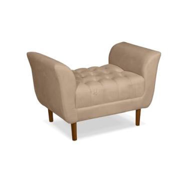 Imagem de Vit Decor Banco Estofado Capitonê Luxo Clássico com Braços Curvos - 90cm - Banqueta Decorativa para Pé de Cama Solteiro, Hall de Entrada e Sala (Capuccino)