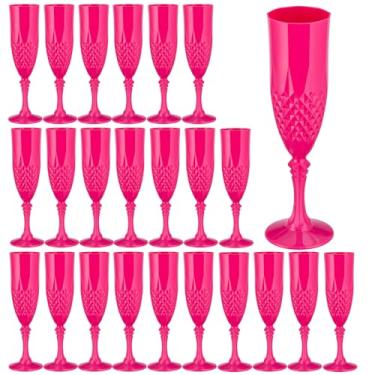 Imagem de Rkyhwowby Taças de champanhe de plástico, taças de vinho, taças de champanhe inquebráveis, reutilizáveis para casamentos, despedidas de solteiro, brindes e eventos (24, rosa)