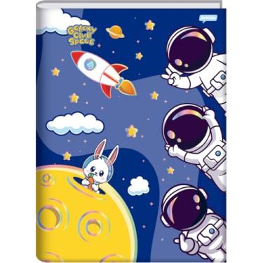 Imagem de Jandaia - Kit 2 Cadernos Brochura Universitário Capa Dura 80 Fls Galaxy Club Space Foguete e Coelho FSC