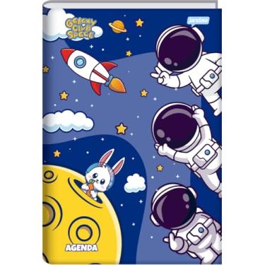 Imagem de Jandaia - Agenda Permanente Escolar 134X200mm CD 192Pgs Galaxy Club Space Lua Amarela FSC