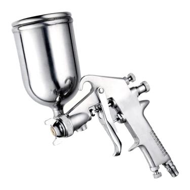 Imagem de ZAWELIYO Pistola de pulverização pneumática com pulverizador de ar de copo superior de 400 ml para pintura de móveis e automóveis, portátil de liga de alumínio, distância
