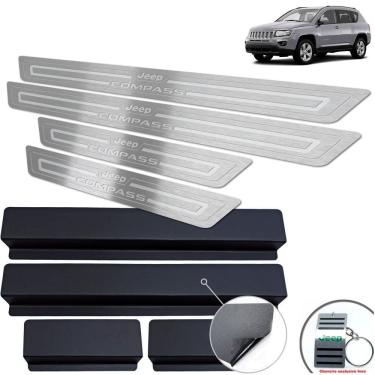 Imagem de Soleira Aço Inox Jeep Compass 2012 A 2015 Prata Baixo Relevo