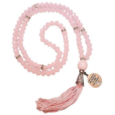 Imagem de Japamala 108 contas em cristal rosa e pingente ho`oponopono