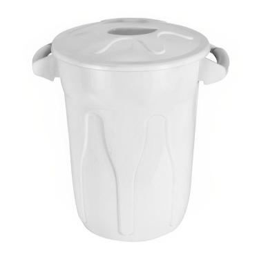 Imagem de Cesto Plástico Com Tampa Branco 100 Litros 66cm - Cr100b - Jsn