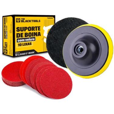 Imagem de Suporte De Boina Furadeira Lixadeira + 10 Discos Lixa 125mm The Black 
