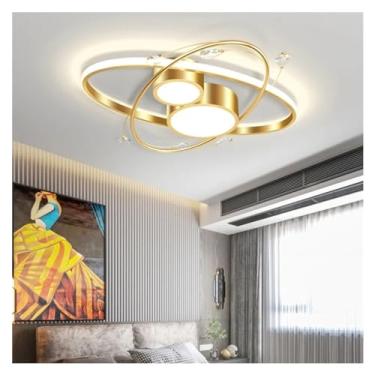 Imagem de Lustre de teto LED moderno de luxo para sala de estar, quarto, luminária interna regulável em dourado e preto, decoração elegante para sala de estar com lustres