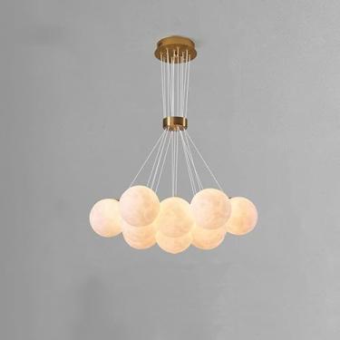 Imagem de Lustre de bolhas de 13 luzes de meados do século, conjunto de globo, planeta, lua, luminária pendente, branco-leite, moderno, luminária suspensa de teto para sala de estar, quarto de meninas