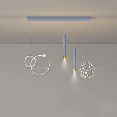 Imagem de Lustre moderno LED listras linear lustre regulável longo pingente luminária holofote luz branca industrial preto teto pendurado lâmpada para mesa de jantar cozinha ilha restaurante, cinza