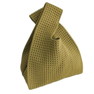 Imagem de Anopo Bolsa pequena de nó para mulheres, mini bolsa de crochê, bolsa de mão de malha sólida para viagens de praia diariamente, Verde limão vazado, One Size