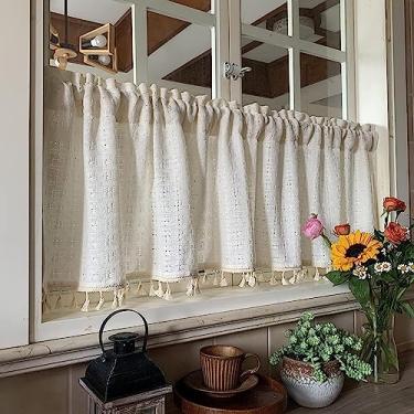 Imagem de Cortina de cozinha curta cortina de janela vintage 1 peça cortinas curtas - cortinas de café de algodão e linho - privacidade de sombreamento - Para janelas pequenas cortinas de divisória de armário
