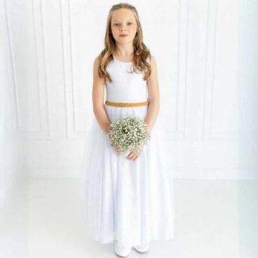 Imagem de Vestido Infantil Longo Branco LARANJA REF4193 - Só Mariazinha, Laranja