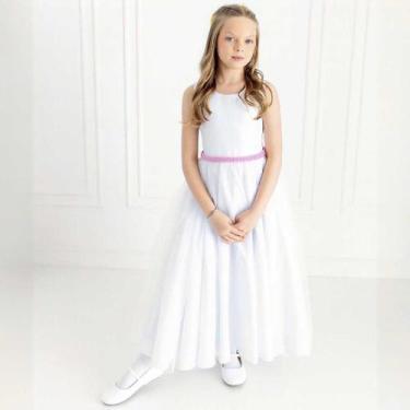 Imagem de Vestido Infantil Longo Branco ROSA REF4193 - Só Mariazinha, Rosa, P