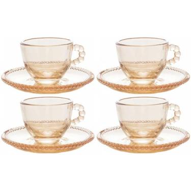 Imagem de Conjunto 4 Xícaras com Pires para Café Pearl Âmbar 80ml - wolff
