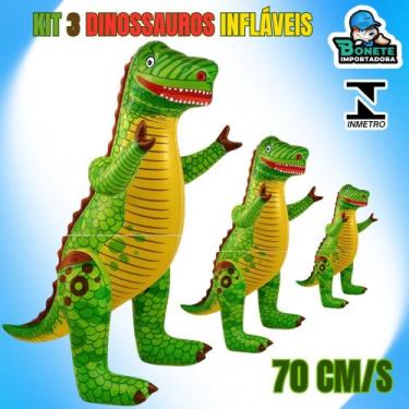 Imagem de Kit de 3 Brinquedos Infláveis Dinossauro 70 cm - Toy King