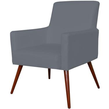 Imagem de Poltrona Decorativa Para Sala de Estar e Recepção Maria W01 Pés Palito Corino Cinza - Lyam Decor