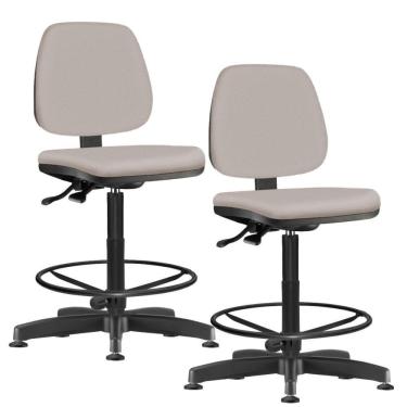 Imagem de Kit 02 Cadeiras Caixa Alta Giratória Job L02 Linho Bege - Lyam Decor