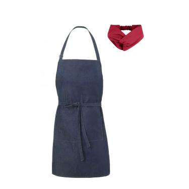 Imagem de Avental Jeans e Faixa Vermelha Cafeteria Bistro Restaurante