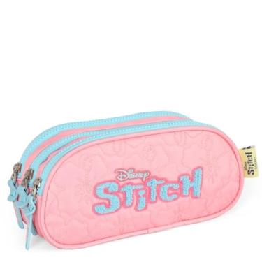 Imagem de Estojo Escolar Disney Stitch 3 divisórias - Licenciado New (Rosa)