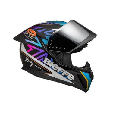 Imagem de Capacete Moto Bieffe B-12 Target Preto Colorido + Viseira Colorida (58)