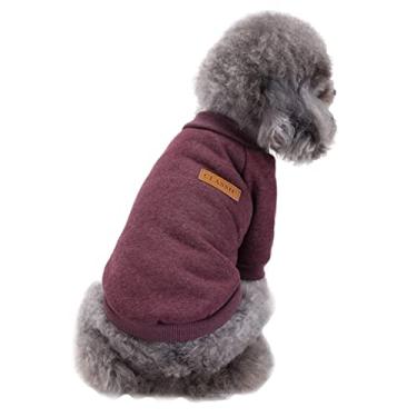 Imagem de Jecikelon Roupas para cães de estimação suéter macio grosso quente cachorrinho camisa inverno filhote para cães (médio, marrom)