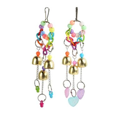 Imagem de Pssopp Brinquedo de Sinos de Pássaros, Brinquedo de Sino de Papagaio Suspenso Acrílico Com Blocos de Bambu Coloridos para Periquito, Calopsita, Conure e Arara